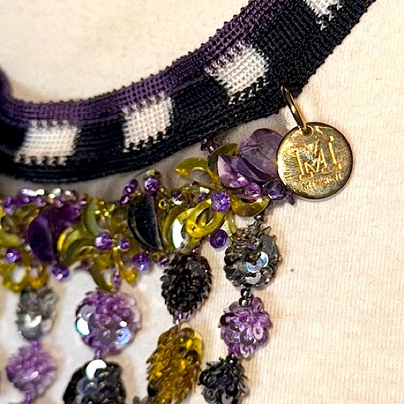 Stunning Missoni Purple and Gold Dangle Necklace - Picture 6 of 11